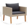 Set Divani da Giardino 4 pz con Cuscini in Polyrattan Beige