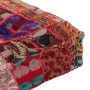 Pouf Patchwork in Cotone Fatto a Mano Quadrato 50x50x12cm Rosso