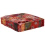 Pouf Patchwork in Cotone Fatto a Mano Quadrato 50x50x12cm Rosso