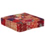 Pouf Patchwork in Cotone Fatto a Mano Quadrato 50x50x12cm Rosso