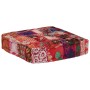 Pouf Patchwork in Cotone Fatto a Mano Quadrato 50x50x12cm Rosso