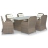 Set da Pranzo da Giardino 7 pz in Polyrattan Marrone