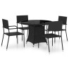 Set Mobili da Pranzo per Giardino 5 pz in Polyrattan Nero