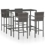 Set da Bar da Giardino 5 pz in Polyrattan Grigio