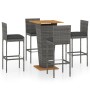 Set da Bar da Giardino 5 pz con Cuscini in Polyrattan Grigio