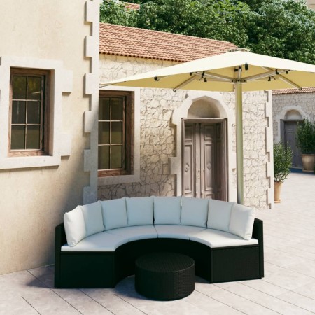 Set Divani da Giardino 5 pz con Cuscini in Polyrattan Nero