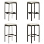 Set da Bar da Giardino 9 pz con Cuscini in Polyrattan Marrone