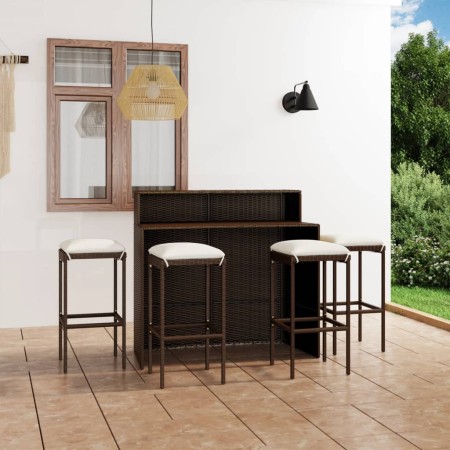 Set Bar da Giardino 3 pz con Cuscini Marrone