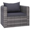 Set Divani da Giardino 8 pz con Cuscini in Polyrattan Grigio