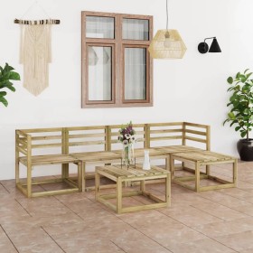 Set Salotto da Giardino 6 pz in Legno di Pino Impregnato Verde