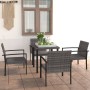 Set da Pranzo da Giardino 5 pz in Polyrattan Grigio