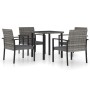 Set da Pranzo da Giardino 5 pz in Polyrattan Grigio