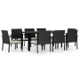 Set da Pranzo da Giardino 9 pz in Polyrattan Nero