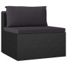 Set Divani da Giardino 9 pz con Cuscini in Polyrattan Nero