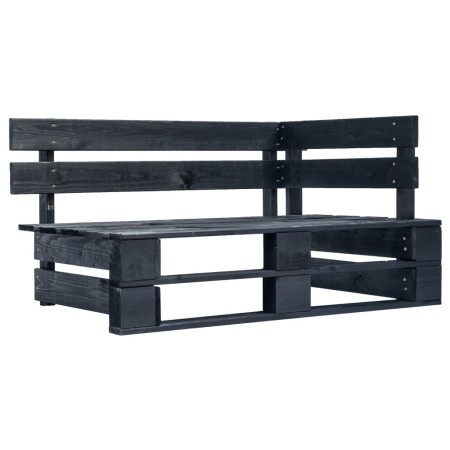 Divano Angolare da Giardino Pallet Legno Pino Impregnato Nero