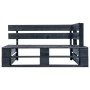 Divano Angolare da Giardino Pallet Legno Pino Impregnato Nero