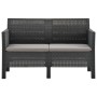 Divano da Giardino 2 Posti con Cuscini in Rattan PP Antracite