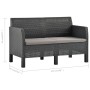 Divano da Giardino 2 Posti con Cuscini in Rattan PP Antracite