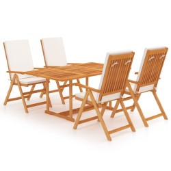 Set da Pranzo da Giardino 5 pz con Cuscini in Legno di Teak