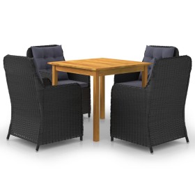 Set Mobili da Pranzo per Giardino 5 pz Nero