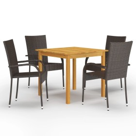 Set Mobili da Pranzo per Giardino 5 pz Marrone