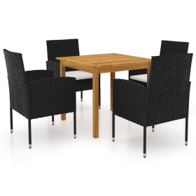 Set Mobili da Pranzo per Giardino 5 pz Nero