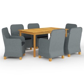 Set Mobili da Pranzo per Giardino 7 pz Grigio Chiaro