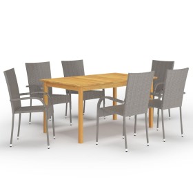 Set Mobili da Pranzo per Giardino 7 pz Grigio