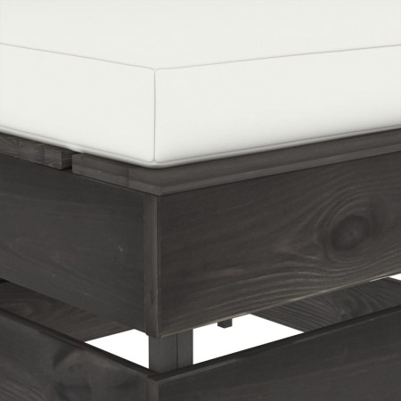 Ottomana Modulare con Cuscino in Legno Impregnato Grigio