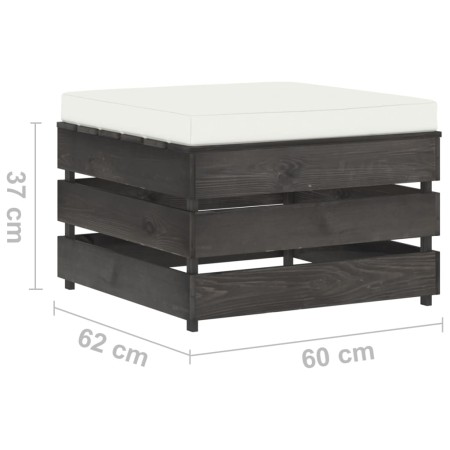 Ottomana Modulare con Cuscino in Legno Impregnato Grigio