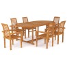 Set da Pranzo da Giardino 7 pz in Legno Massello di Teak