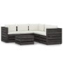 Set Salotto da Giardino 6pz con Cuscini Legno Impregnato Grigio