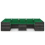 Set Salotto Giardino con Cuscini 10 pz Legno Impregnato Grigio