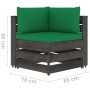 Set Salotto Giardino con Cuscini 10 pz Legno Impregnato Grigio