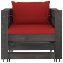 Set Salotto da Giardino 6pz con Cuscini Legno Impregnato Grigio