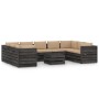 Set Salotto Giardino con Cuscini 10 pz Legno Impregnato Grigio