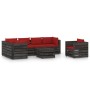 Set Salotto da Giardino con Cuscini 7pz Legno Impregnato Grigio