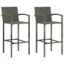 Set Bar da Giardino 3 pz con Braccioli in Polyrattan Grigio