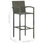 Set Bar da Giardino 3 pz con Braccioli in Polyrattan Grigio