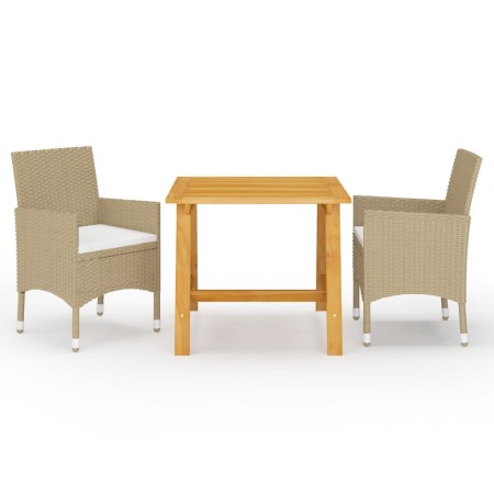 Set Mobili da Pranzo per Giardino 3 pz Beige