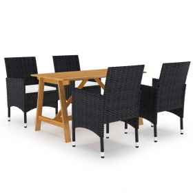 Set Mobili da Pranzo per Giardino 5 pz Nero