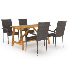 Set Mobili da Pranzo per Giardino 5 pz Marrone