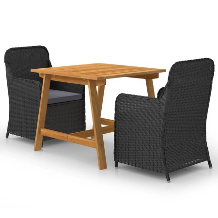 Set Mobili da Pranzo per Giardino 3 pz Nero