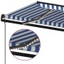 Tenda Automatica con Sensore Vento e LED 400x300 cm Blu Bianca