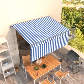 Tenda Sole Retrattile Automatica con Parasole 3x2,5m Blu Bianco