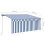 Tenda Sole Retrattile Automatica con Parasole 3x2,5m Blu Bianco