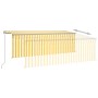 Tenda Sole Retrattile Manuale Parasole e LED 4x3m Gialla Bianca