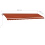 Tenda Automatica Sensore Vento e LED 600x300 cm Arancio Marrone