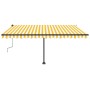 Tenda da Sole Retrattile Manuale LED 400x350 cm Giallo Bianco