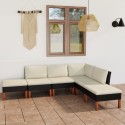 Set Divani da Giardino 6 pz con Cuscini in Polyrattan Nero